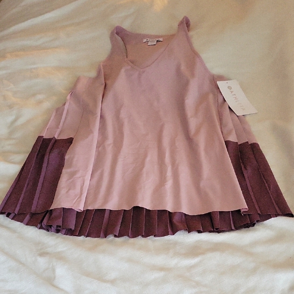 Athleta Mauve and Plum Pleated Ruffle Tank